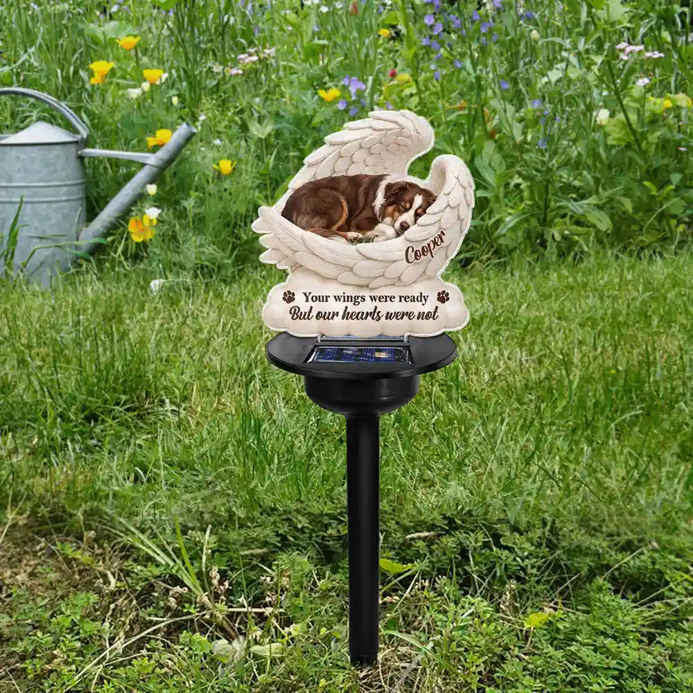 Art Design,Sentimental,Pet Lovers,Memorial,Photo - Sleeping Dog Cat Baby - Custom Photo Sleeping Angel Your Wings Were Ready Dog Pet Lovers Memorial - Personalized Solar Light