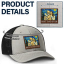 Gift For Father,Gift For Grandpa,Non-Eng,Photo - Pencil Sketch (Bold),Proud - Custom Photo Starry Night Best Dad Papa Ever - Personalized Leather Patch Hat
