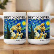 Gift For Father,Gift For Grandpa,Non-Eng,Photo - Starry Night,Proud - Custom Photo Starry Night Best Dad Papa Ever - Personalized Mug