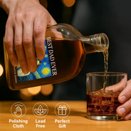 Gift For Father,Custom Photo,Art Design,Proud,Photo - Starry Night  - Custom Photo Starry Night Best Dad Papa Ever - Personalized Whiskey Bottle