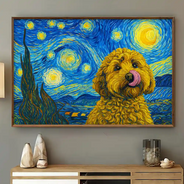 Happy,Dog Lovers,Pet Lovers,Cat Lovers - Custom Photo Starry Night Dog Cat Pet - Personalized Poster