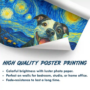 Happy,Dog Lovers,Pet Lovers,Cat Lovers - Custom Photo Starry Night Dog Cat Pet - Personalized Poster