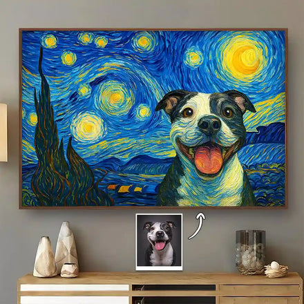 Custom Photo Starry Night Dog Cat Pet - Personalized Poster
