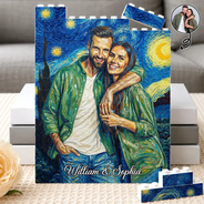 Custom Photo,Art Design,Gift For Couples,Top Market,Romantic,Photo - Starry Night  - Custom Photo Starry Night Romantic Couple Anniversary - Personalized Building Brick Blocks