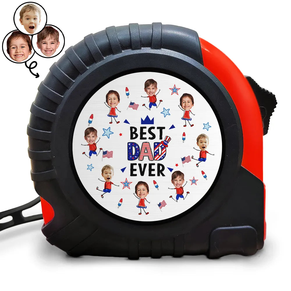 Custom Photo Stars & Stripes Best Dad Grandpa Ever - Personalized Tape Measure
