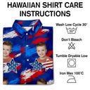Custom Photo,Independence Day,Summer,Top Market,Pet Dad,Pet Lovers,Gift For Father,Proud,Remove BG Photo - Custom Photo Stars & Stripes Dog Cat Happy Paws - Personalized Hawaiian Shirt