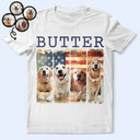 Pet Lovers,Pet Mom,Pet Dad - Custom Photo Stars & Stripes Pet Face - Personalized T Shirt