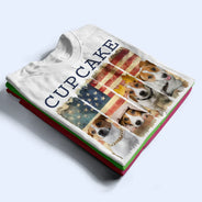 Pet Lovers,Pet Mom,Pet Dad - Custom Photo Stars & Stripes Pet Face - Personalized T Shirt