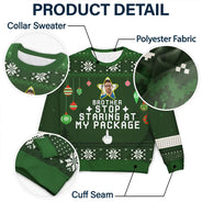 Funny,Christmas,Custom Photo - Custom Photo Stop Staring At My Package - Personalized Unisex Ugly Sweater