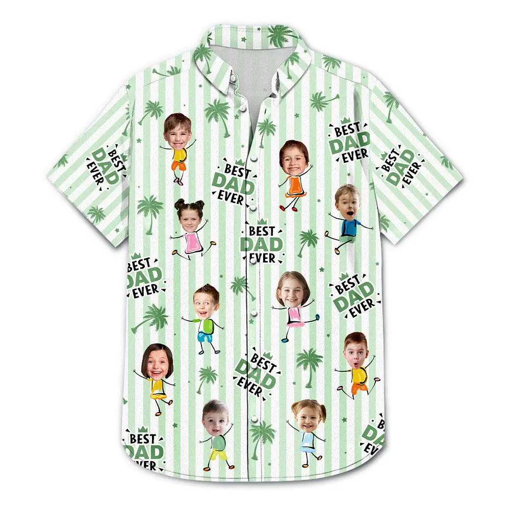 Custom Photo, Summer, Gift For Mother, Gift For Children, Adorable, Cut-Face Photo - Custom Photo Strip Pattern Adorable Best Mom Best Dad Ever - Personalized Hawaiian Shirt