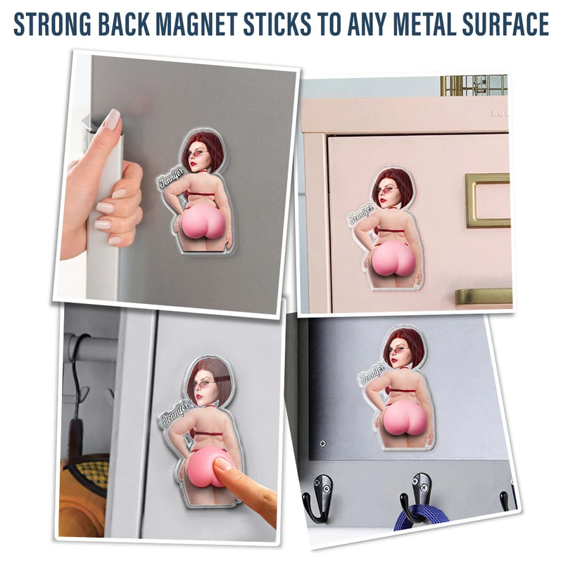 Custom Photo,Summer,Gift For Men,Gift For Yourself,Humorous,Cut-Face Photo - Custom Photo Summer Calling Booty - Personalized Squishy Acrylic Fridge Magnet