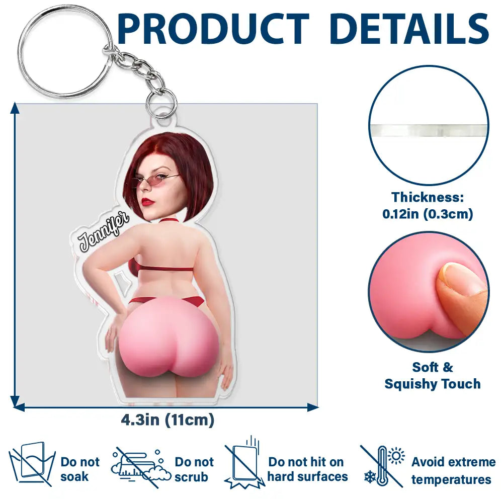 Custom Photo,Gift For Men,Gift For Yourself,Humorous,Cut-Face Photo - Custom Photo Summer Calling Booty - Personalized Squishy Acrylic Keychain