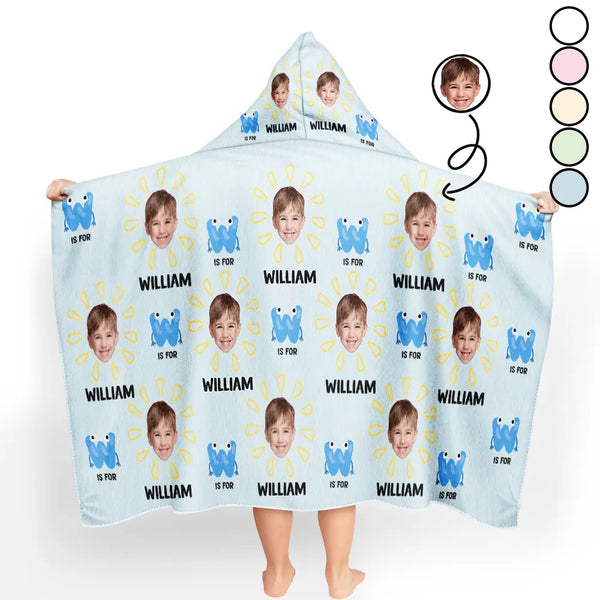 Gift For Kids,Summer,Happy,Beach - Custom Photo Summer Letter Kid - Personalized Hooded Beach Towel