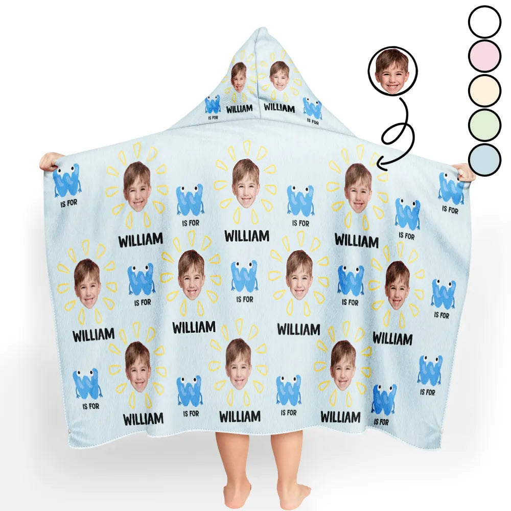 Custom Photo Summer Letter Kid - Personalized Hooded Beach Towel