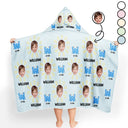 Gift For Kids,Summer,Happy,Beach - Custom Photo Summer Letter Kid - Personalized Hooded Beach Towel