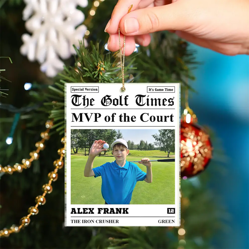 Gift For Kids, Gift For Grandkids, Baseball, Happy, Custom Photo, Christmas - Custom Photo The Baseball Times - Personalized Custom Shaped Acrylic Ornament