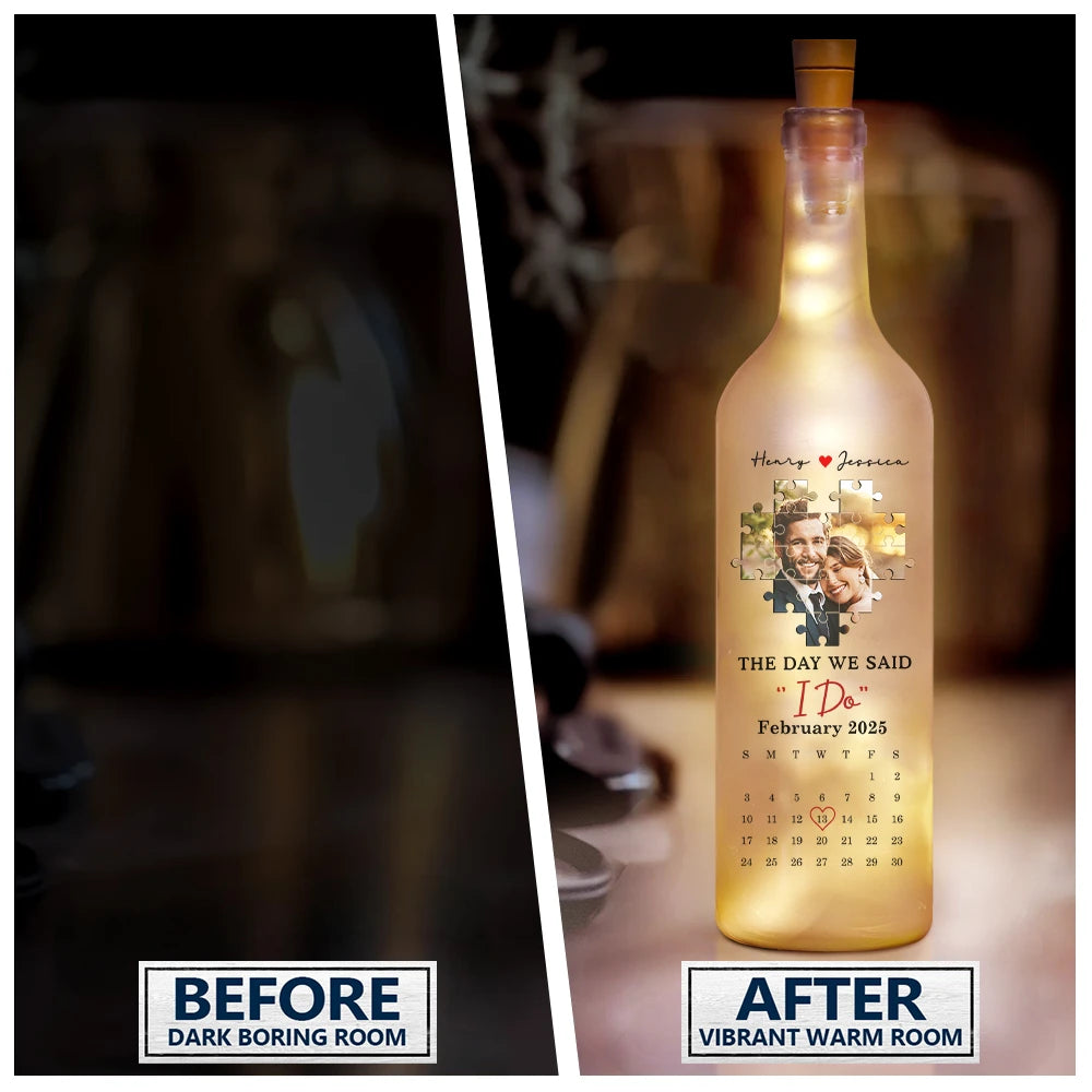 Gift For Couples,Gift For Husband,Gift For Wife,Gift For Boyfriend,Gift For Girlfriend,Love,Custom Photo - Custom Photo The Day I Found My Missing Piece - Personalized Bottle Light