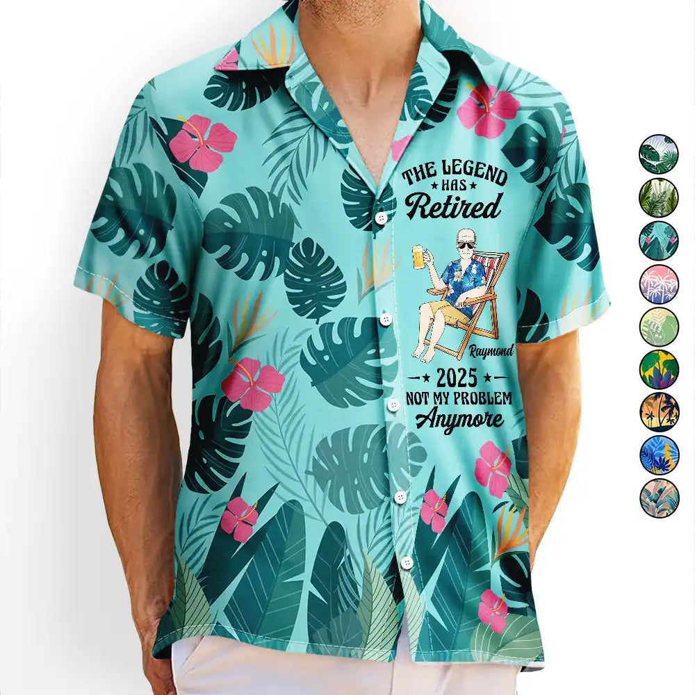 Beach, Summer, Poolside, Retirement, Gift For Women, Gift For Yourself, Gift For Wife, Funny - The Legend Has Retired - Personalized Hawaiian Shirt
