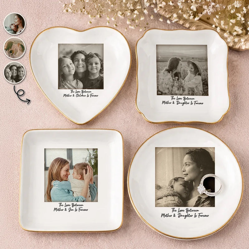 Custom Photo, Gift For Mother, Mom - Children, Happy - Custom Photo The Love Between Mother & Daughter - Personalized Ring Dish