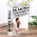 Old Couples,Gift For Couples,Gift For Women,Gift For Men,Gift For Wife,Gift For Husband,Gift For Boyfriend,Gift For Girlfriend,Love,LGBT - Custom Photo The Love Times Newspaper Theme - Personalized Acrylic Book Vase