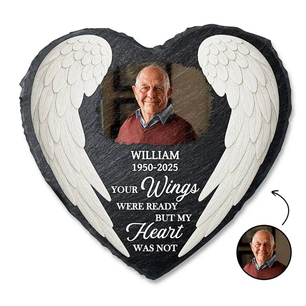 Christian, Family, Memorial, Parents, Gift For Grandparents - Custom Photo The One You Loved Becomes a Memory - Personalized Heart Memorial Garden Stone
