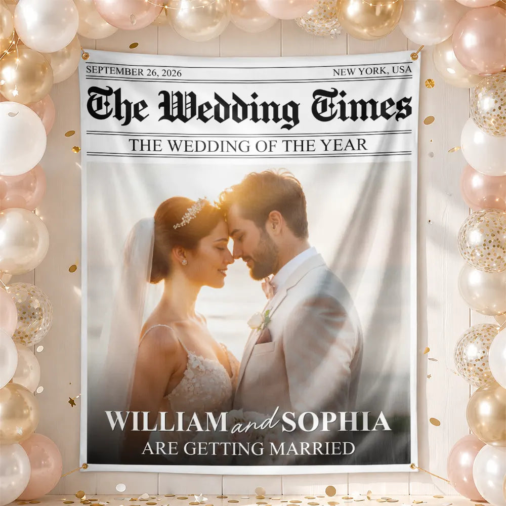 Custom Photo,Romantic,Gift For Couples,Wedding,Upload Full Photo - Custom Photo The Wedding Times - Personalized Backdrop