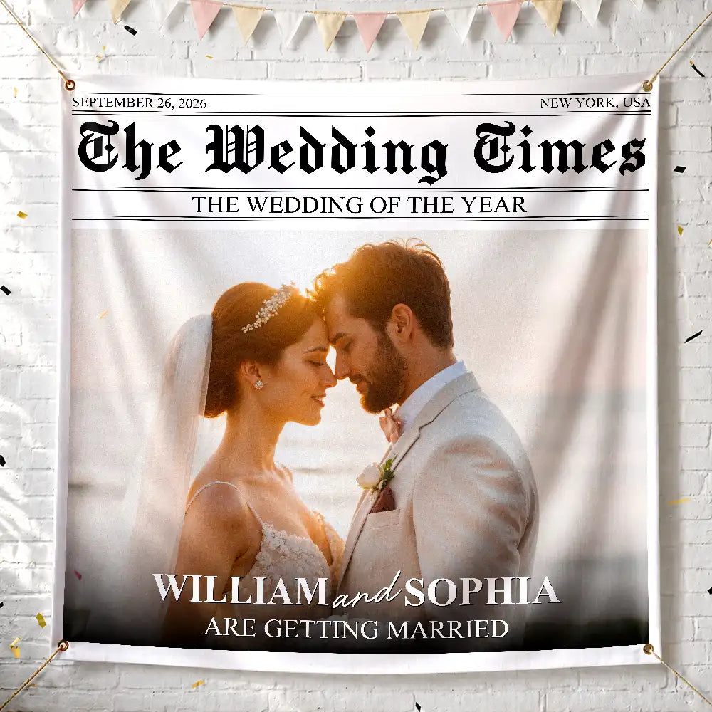 Custom Photo,Romantic,Gift For Couples,Wedding,Upload Full Photo - Custom Photo The Wedding Times - Personalized Backdrop