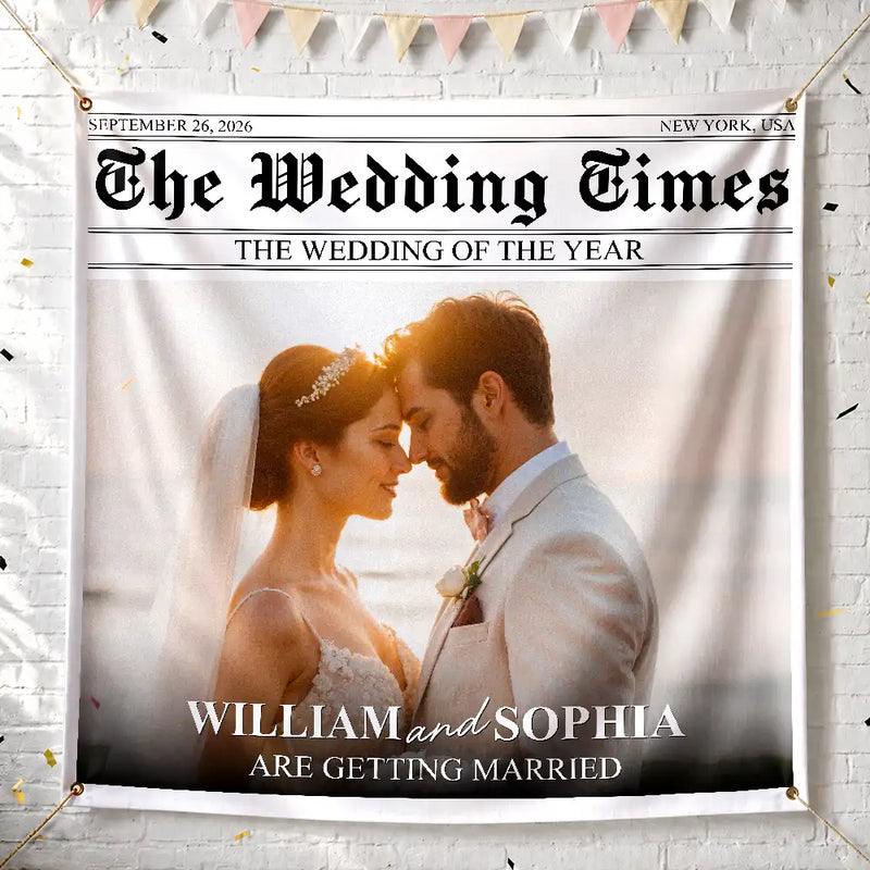 Custom Photo,Romantic,Gift For Couples,Wedding,Upload Full Photo - Custom Photo The Wedding Times - Personalized Backdrop