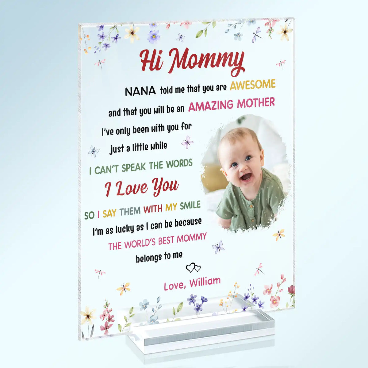 New Mom,Love,Gift For Mother,Photo - Custom Photo The World's Best Mommy Belongs To Me - Personalized Vertical Rectangle Acrylic Plaque
