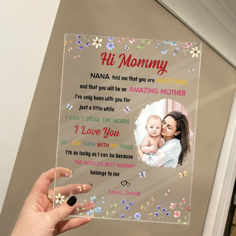 New Mom,Love,Gift For Mother,Photo - Custom Photo The World's Best Mommy Belongs To Me - Personalized Vertical Rectangle Acrylic Plaque