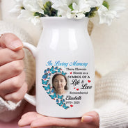 Memorial, Custom Photo, Sad - Custom Photo These Flowers Bloom As A Symbol - Personalized Ceramic Flower Vase