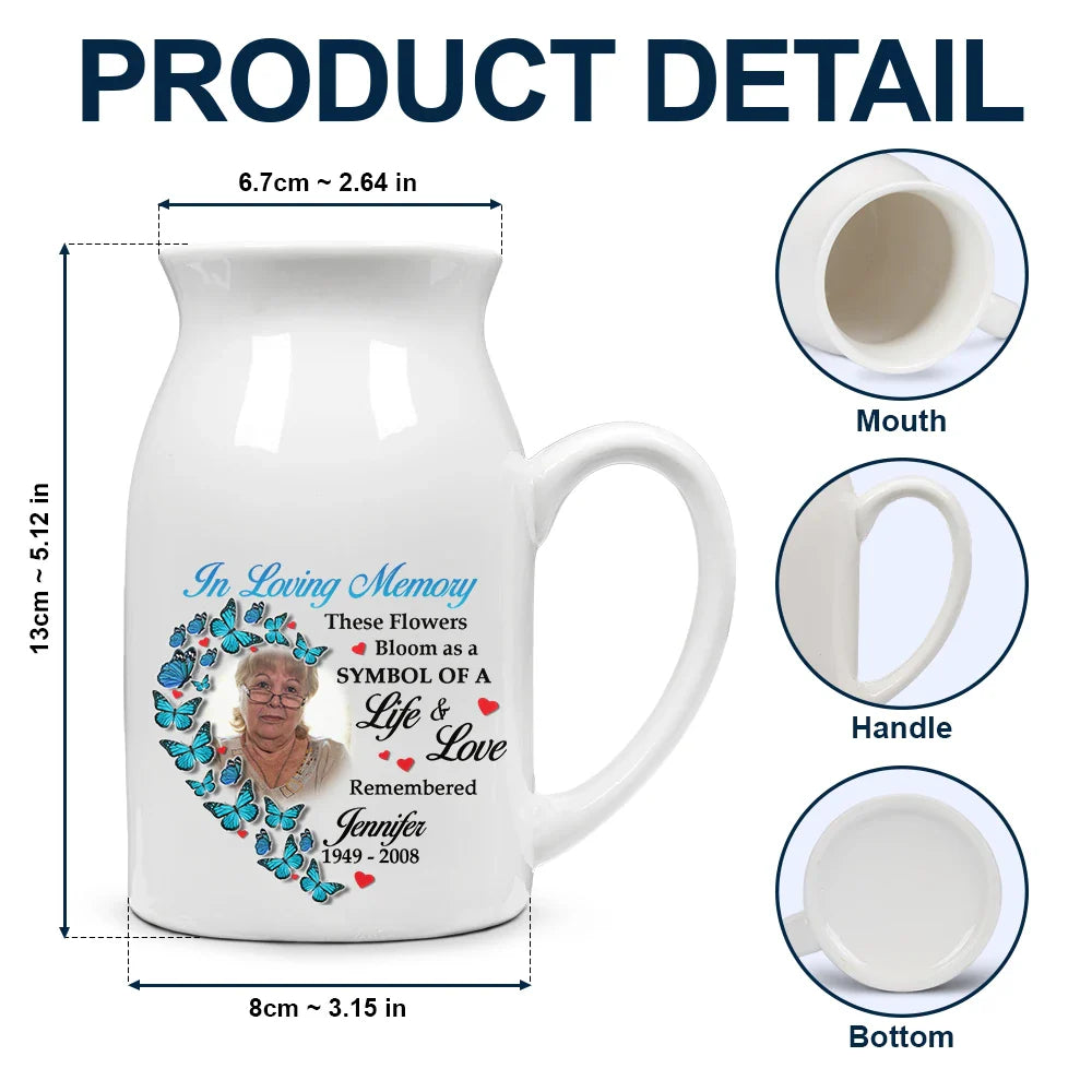 Memorial, Custom Photo, Sad - Custom Photo These Flowers Bloom As A Symbol - Personalized Ceramic Flower Vase
