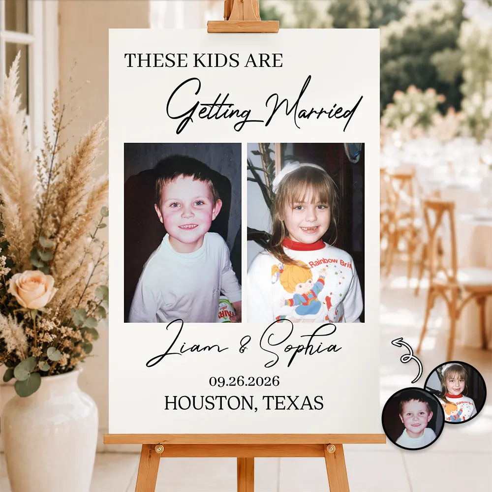 Custom Photo, Gift For Couples, Wedding, Humorous, Upload Full Photo - Custom Photo These Kids Are Getting Married - Personalized Poster