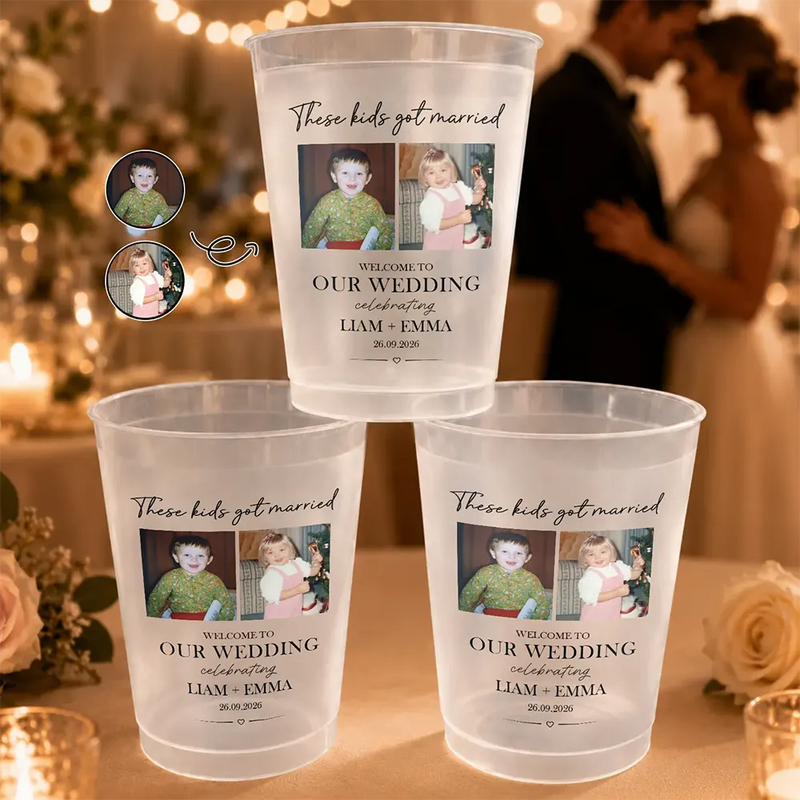 Custom Photo, Romantic, Gift For Couples, Wedding, Dynamic Photo - Custom Photo These Kids Got Married Vintage - Personalized Frosted Cups
