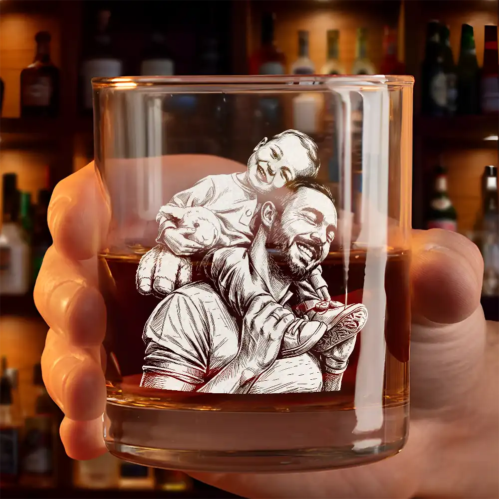 Custom Photo To Dad From The Reason You Drink Funny - Personalized Engraved Whiskey Glass