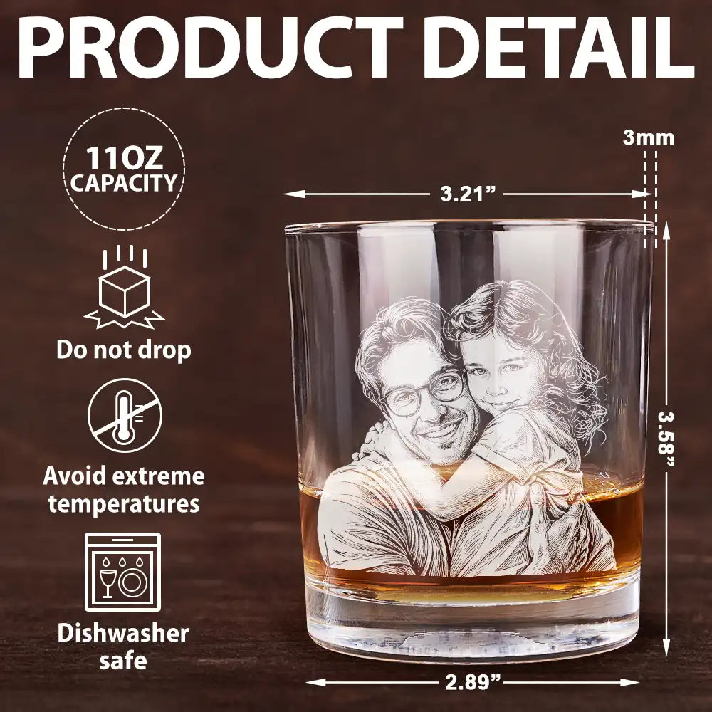 Custom Photo To Dad From The Reason You Drink Funny - Personalized Engraved Whiskey Glass