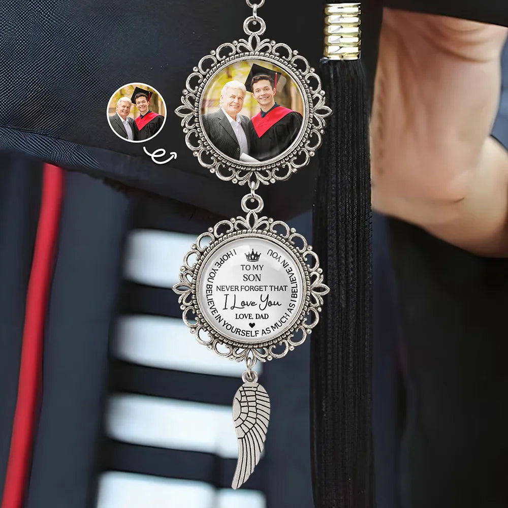 Graduation, Gift For Daughter, Gift For Son, Love - Custom Photo To My Son Never Forget That I Love You - Personalized Photo Pendant Charm