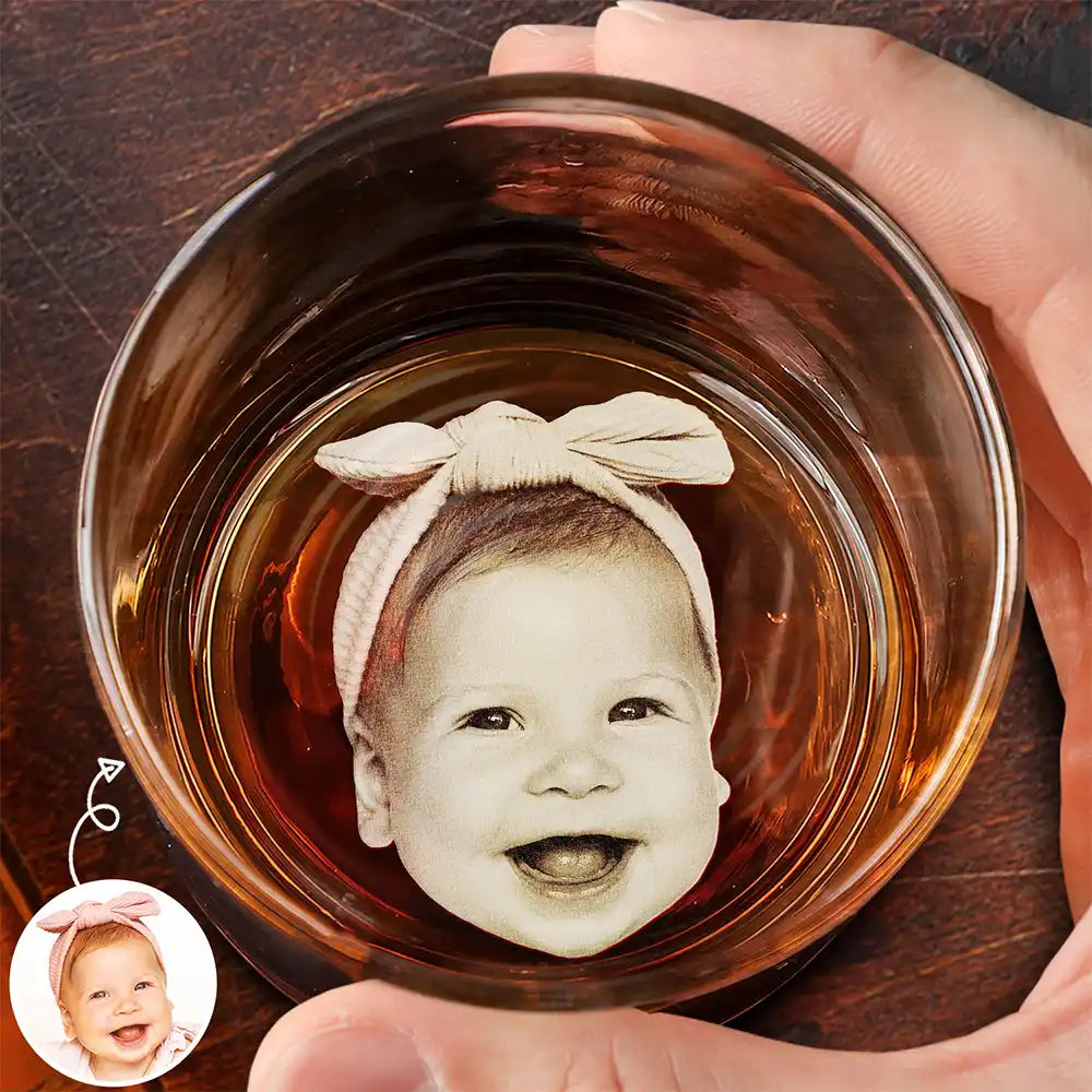 Custom Photo To The Best Dad Coolest Husband Ever - Personalized Engraved Whiskey Glass