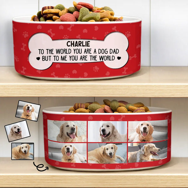 Pet Lovers,Custom Photo,Funny,Dog Lovers,Dog Mom,Dog Dad - Custom Photo To The World - Personalized Pet Bowl