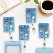 Custom Photo, Art Design, Nurse, Proud, Photo - Toybox Figure - Custom Photo Toybox Figure 3D Effect Nurse Name - Personalized Badge Reel