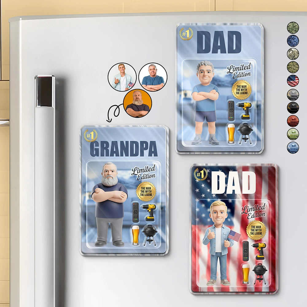 Gift For Husband,Gift For Yourself,Gift For Men,Gift For Father,Gift For Grandpa,Non-Eng,Photo - Toybox Figure,Playful - Custom Photo Toybox Figure Dad Grandpa Limited Edition - Personalized Acrylic Magnet