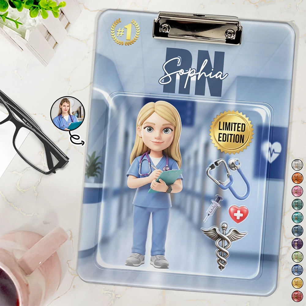 Custom Photo, Art Design, Nurse, Confident, Photo - Toybox Figure - Custom Photo Toybox Figure Nurse Limited Edition - Personalized Acrylic Clipboard