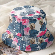Gift For Yourself, Gift For Women, Gift For Men, Gift For Kids, Dog Lovers, Dog Mom, Dog Dad, Cat Lovers, Cat Mom, Cat Dad, Pet Lovers, Pet Mom, Pet Dad, Summer, Happy - Custom Photo Tropical Pet Family Face - Personalized Bucket Hat