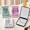 Custom Photo, Art Design, Gift For Bestie, Humorous, Photo - Pencil Sketch - Remove BG - Custom Photo True Friendship Is Journey Without End Pencil Sketch Toile De Jouy - Personalized LED Compact Mirror