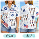 Gift For Father,Custom Photo,Independence Day,Stick Figure,Proud,Cut-Face Photo - Custom Photo US Flag My Heart Belongs To My Kids - Personalized Hawaiian Shirt