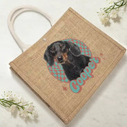 Dog Dad, Dog Lovers, Pet Lovers, Happy, Dog Mom - Custom Photo Vintage Dog Cat Pet - Personalized Jute Beach Bag