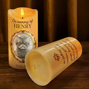 Pet Lovers, Custom Photo, Love - Custom Photo Vintage Frame Golden Ceramic Effect - Personalized Flameless LED Candle