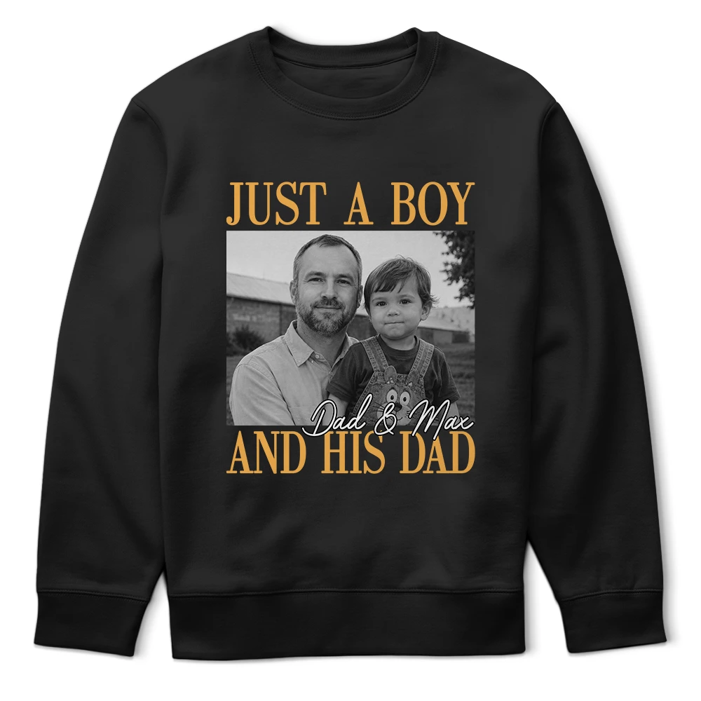 Custom Photo,Gift For Father,Dad - Daughters (Young),Photo,Proud - Custom Photo Vintage Photo Childhood Just A Dad And His Girl - Personalized T Shirt