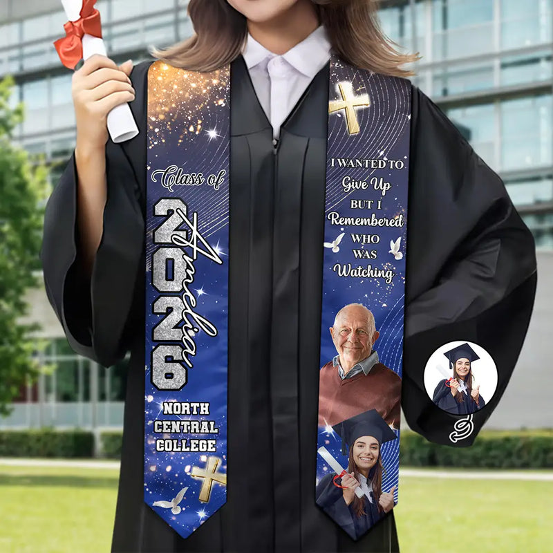 Family, Memorial, Gift For Yourself, Gift For Women, Gift For Men - Custom Photo Walking Beside You Every Step Of The Way - Personalized Stoles