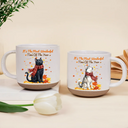 Art Design,Cozy,Pet Lovers,Photo - Pet With Fall Leaves - Custom Photo Watercolor Fall Leaves Dog Pet Lovers Portrait - Personalized Pottery Mug